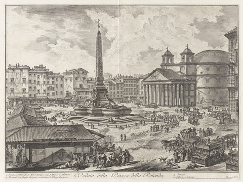 View of the Piazza della Rotonda [With the Pantheon in the background], from Vedute di Roma (Views of Rome), part I