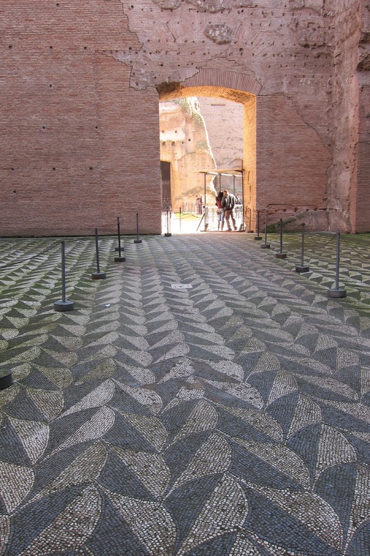 Preserved floor mosaic from the Baths of Caracalla