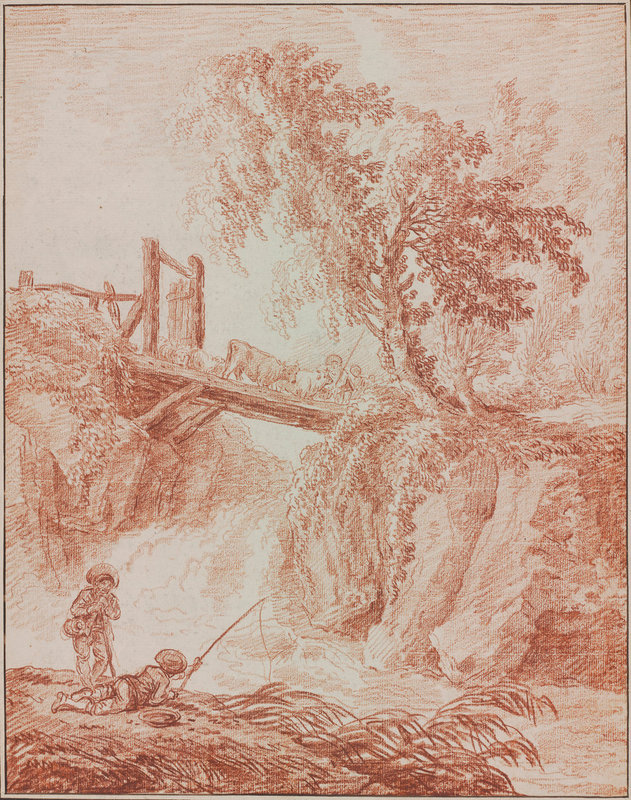 Herdsman Crossing a Waterfall